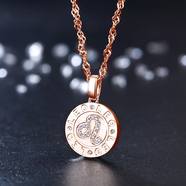 Ciondolo Leo (Leone) - Oro Rosa e Diamanti - 4