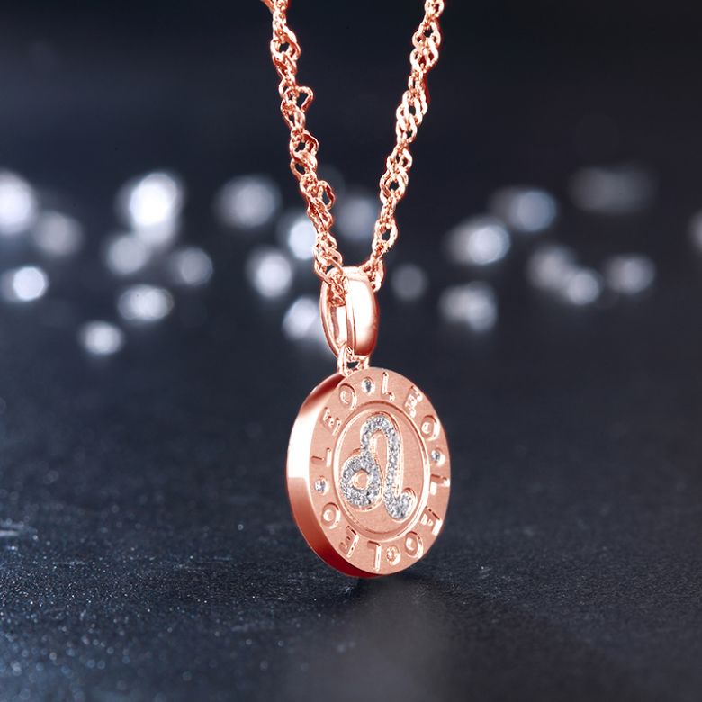 Ciondolo Leo (Leone) - Oro Rosa e Diamanti - 7