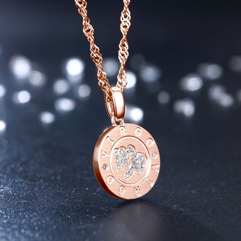 Ciondolo Virgo Oro rosa. Segno della vergine. Zodiaco - 6