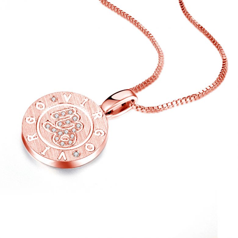 Ciondolo Virgo Oro rosa. Segno della vergine. Zodiaco - 8