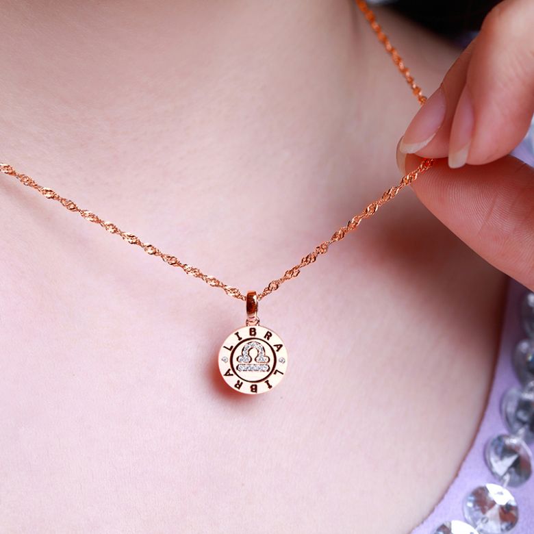 Ciondolo Libra Oro rosa. Segno della bilancia. Zodiaco - 4