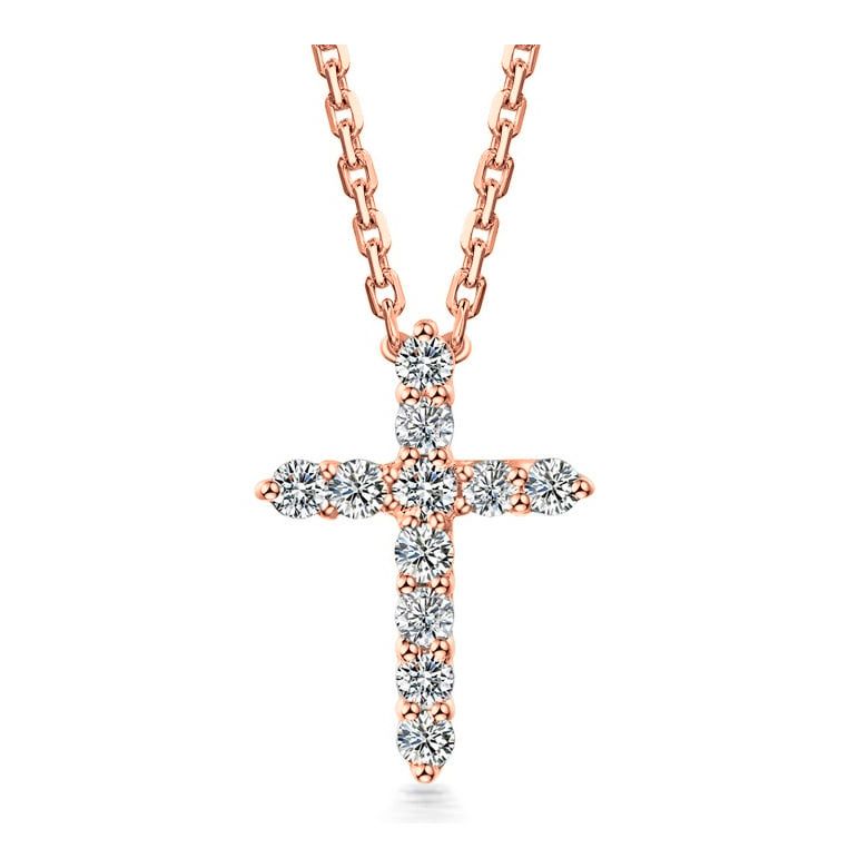 Ciondolo Croce Diamantata - Oro Rosa e Diamanti VS/G - 1