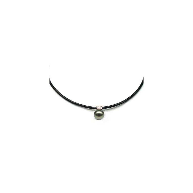 Ciondolo Khaba - Oro Rosa, Perla Tahiti e Collana Cuoio - 3