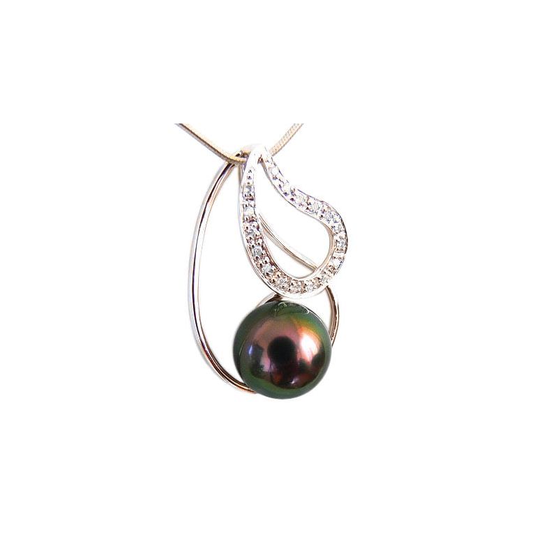 Ciondolo Goccia Chabaka - Oro Rosa & Perla di Tahiti Nera - 1