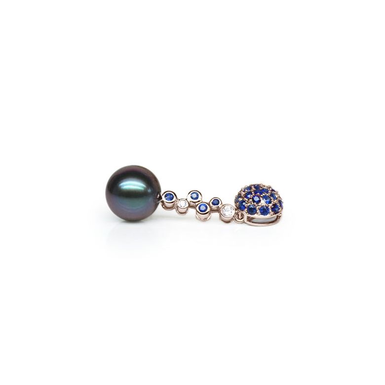 Ciondolo Shag - Oro Rosa 18kt, Zaffiri e Perla di Tahiti - 1