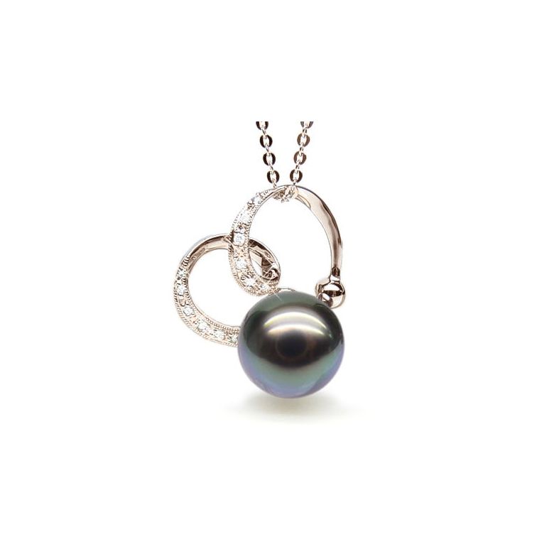 Ciondolo Cuore Horus - Oro Rosa & Perla di Tahiti Nera - 1