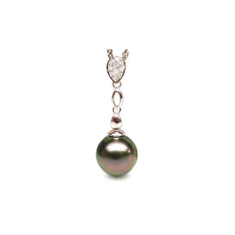 Ciondolo Pendente Saria - Oro Rosa & Perla di Tahiti Nera - 1