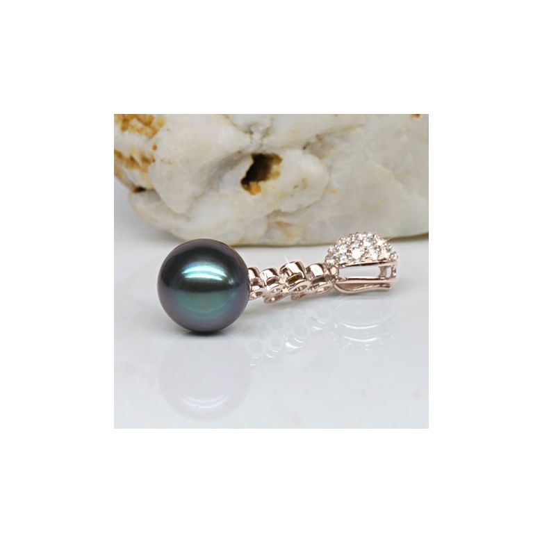 Ciondolo Parker - Oro Rosa 18kt, Zaffiri e Perla di Tahiti - 4