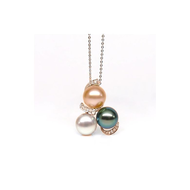 Ciondolo Trilogie Oro Rosa - Perle d'Acqua Dolce e Tahiti - 2