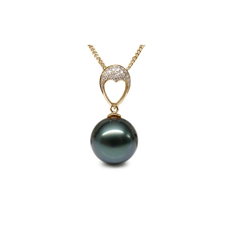 Ciondolo Coeur Bleu - Oro Giallo, Diamanti e Perla di Tahiti - 1