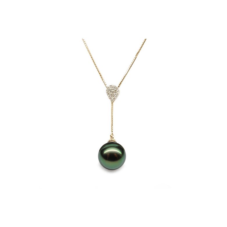Ciondolo Blackadore - Oro Giallo, Diamanti e Perla Tahiti - 1