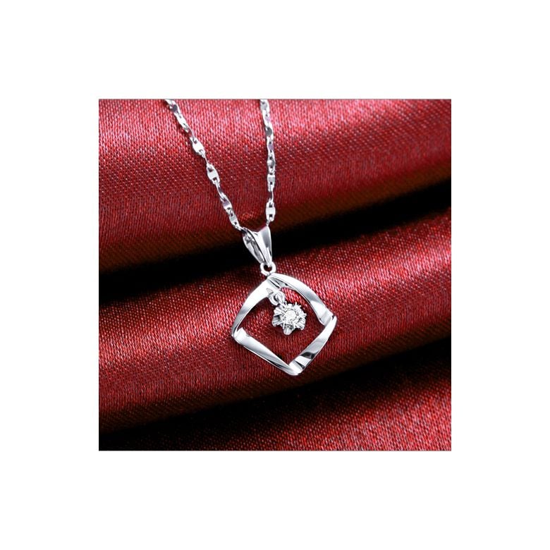 Ciondolo diamante oro bianco carrelet incurvé - Diamante solitario - 4