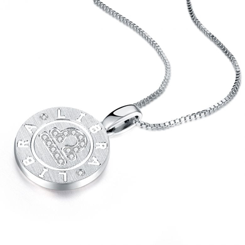 Ciondolo Libra Oro bianco. Segno della bilancia. Zodiaco - 7