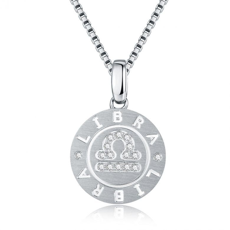 Ciondolo Libra Oro bianco. Segno della bilancia. Zodiaco - 1