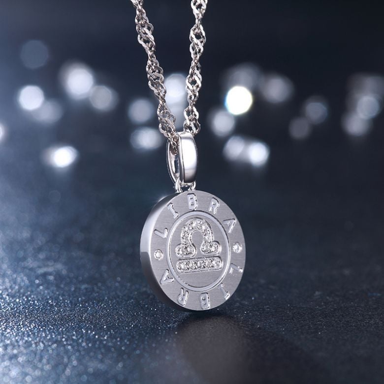 Ciondolo Libra Oro bianco. Segno della bilancia. Zodiaco - 3