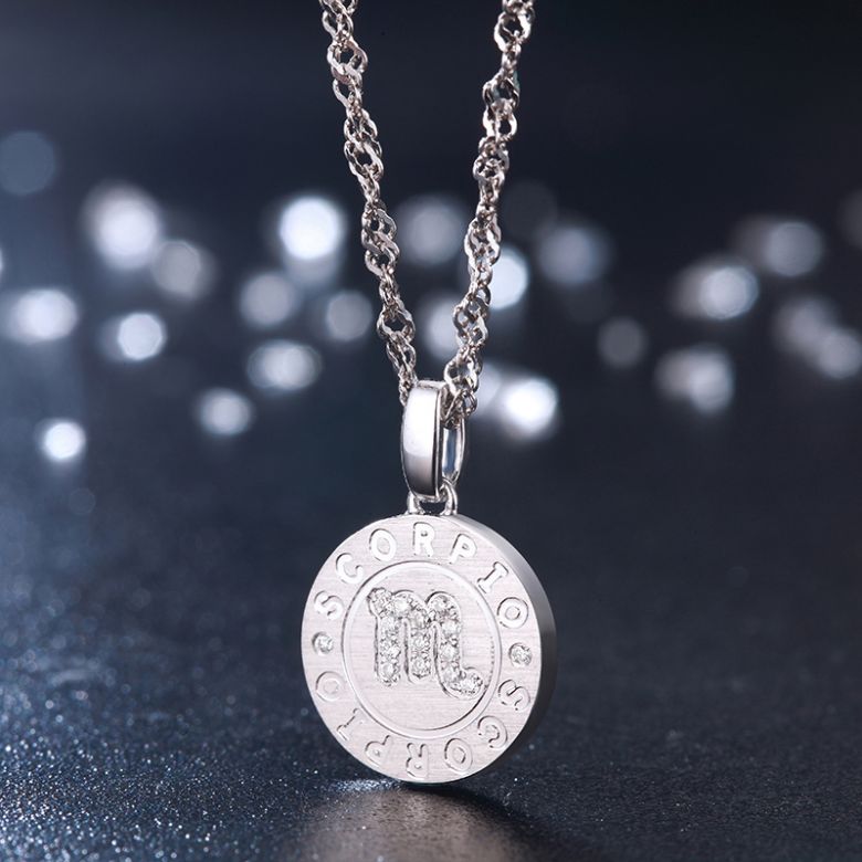 Ciondolo Scorpio Oro bianco. Signe du scorpion. Zodiaque - 3