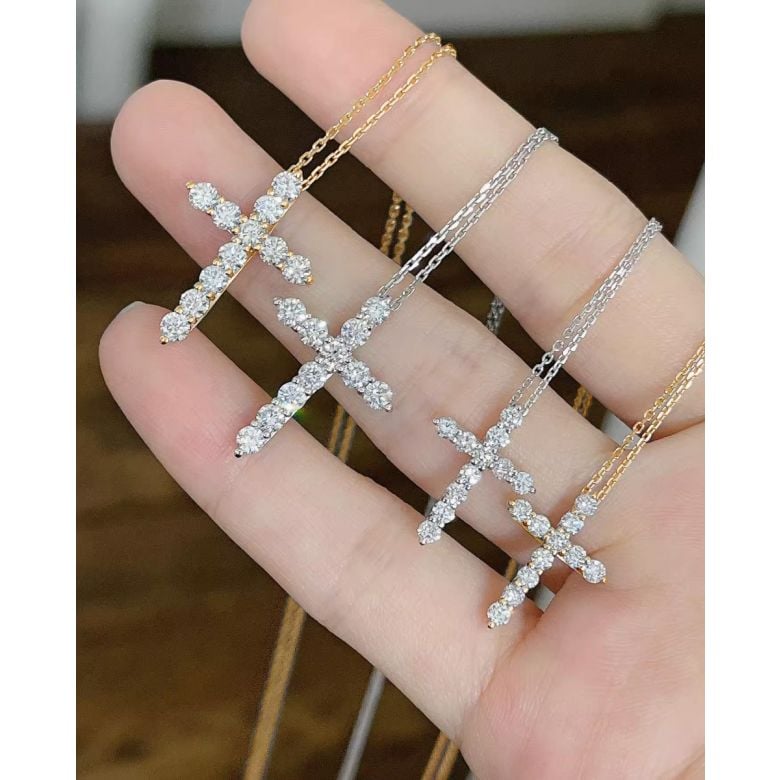 Ciondolo religioso a forma di croce Oro bianco - 5