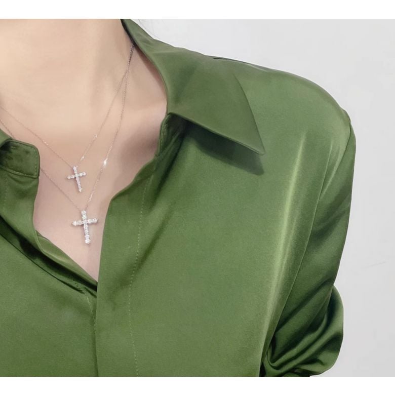 Ciondolo religioso a forma di croce Oro bianco - 1