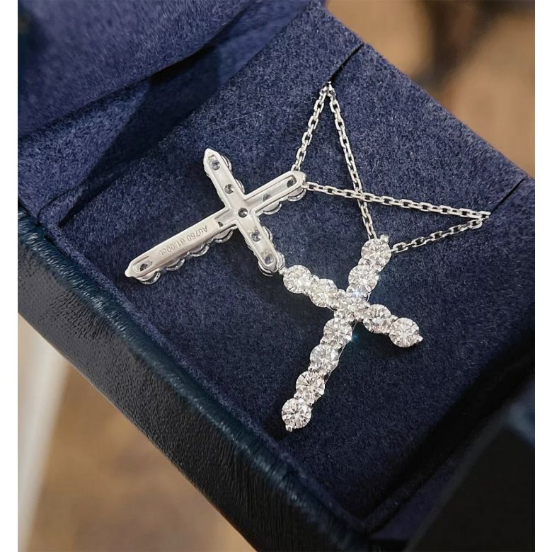 Ciondolo religioso a forma di croce Oro bianco - 2