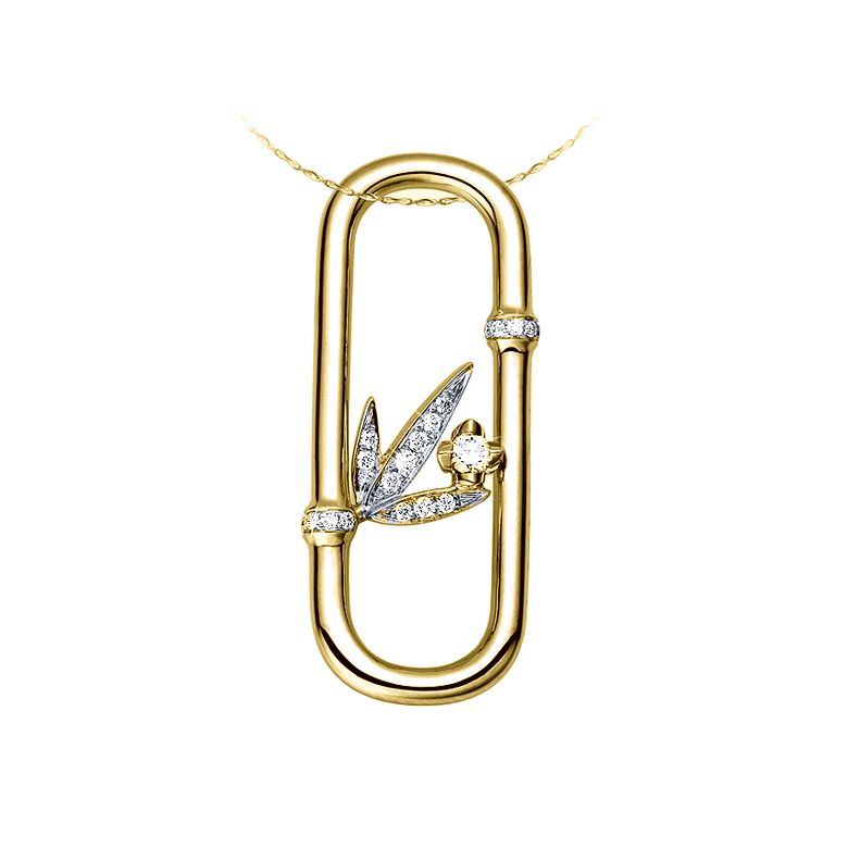 Ciondolo - Oro giallo 2.1gr - Diamanti 0.130ct - 1
