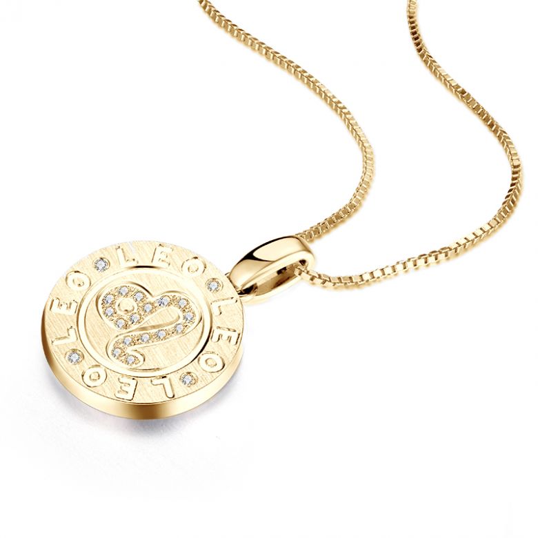 Ciondolo Leo (Leone) - Oro Giallo e Diamanti - 10