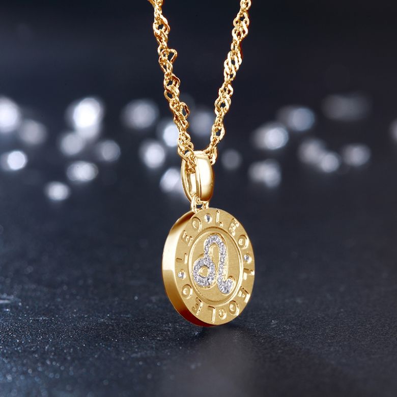 Ciondolo Leo (Leone) - Oro Giallo e Diamanti - 8