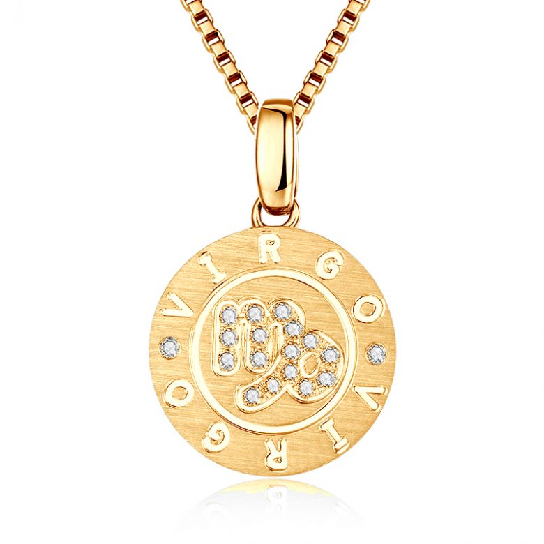 Ciondolo Virgo Oro giallo. Segno della vergine. Zodiaco - 1