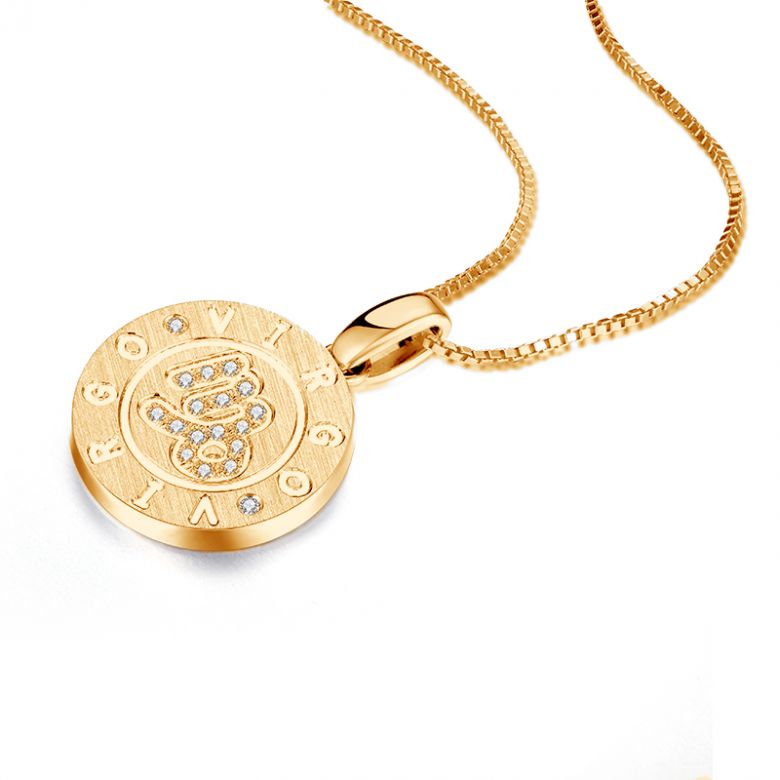 Ciondolo Virgo Oro giallo. Segno della vergine. Zodiaco - 8
