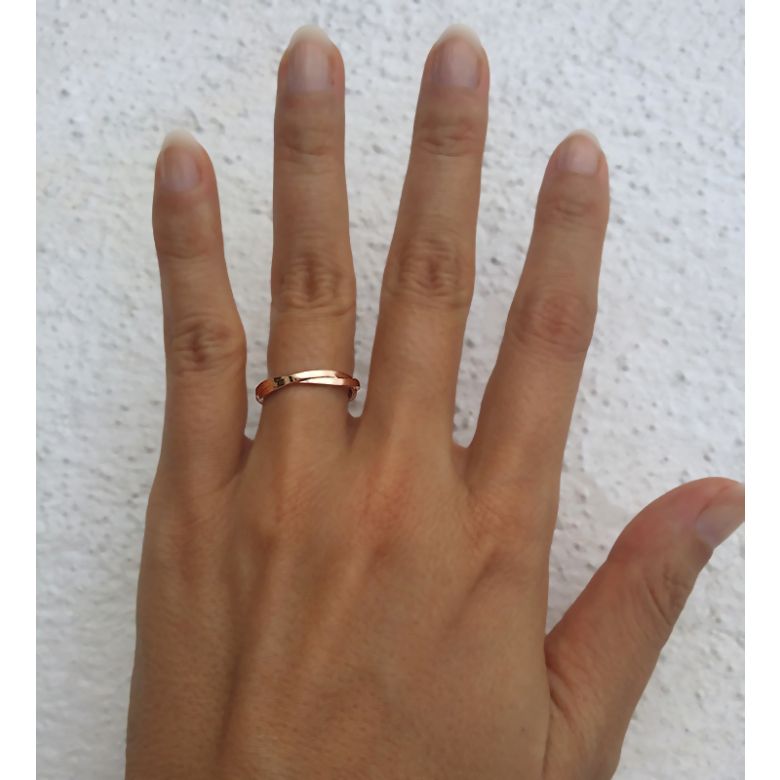 Fede Nuziale Intrecciata Tara - Anello Doppio in Oro Rosa & Diamante - 2