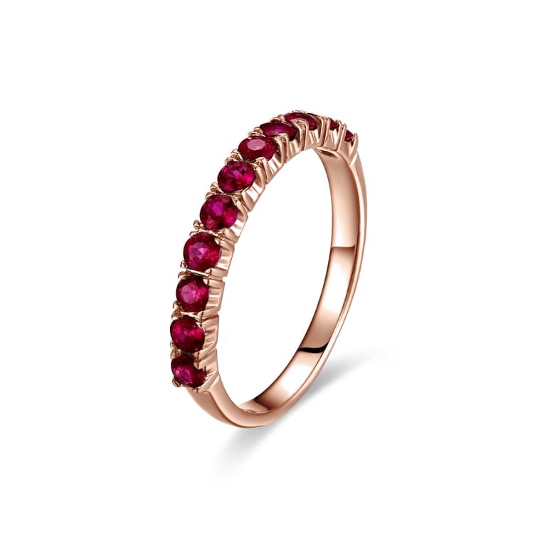 Anello Camilia - Oro Rosa e Riviera Mezzo Giro di Rubini - 1