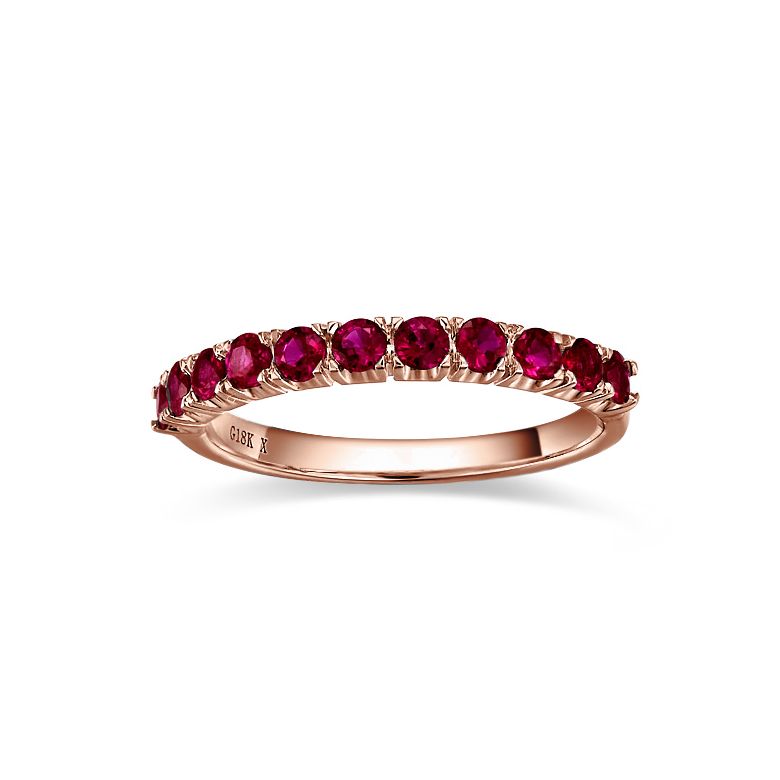 Anello Camilia - Oro Rosa e Riviera Mezzo Giro di Rubini - 2