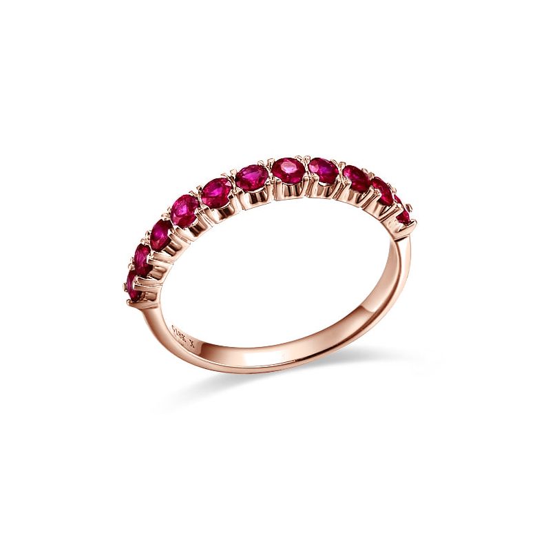 Anello Camilia - Oro Rosa e Riviera Mezzo Giro di Rubini - 3