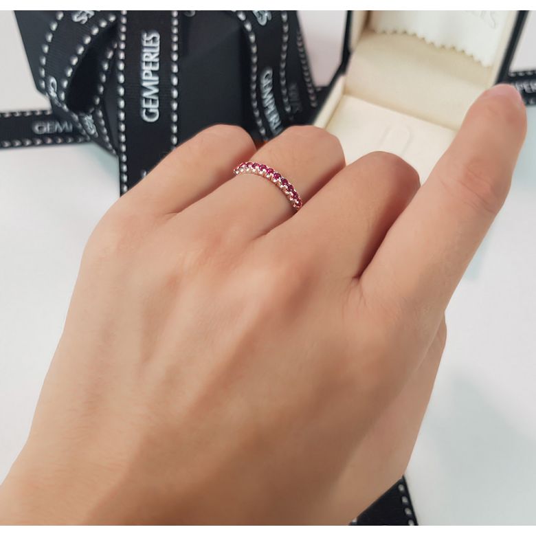 Anello Camilia - Oro Rosa e Riviera Mezzo Giro di Rubini - 5