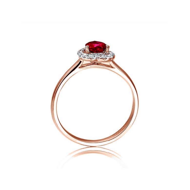 Anello Di Fidanzamento Gisel - Oro Rosa, Diamanti & Rubino Birmano - 3