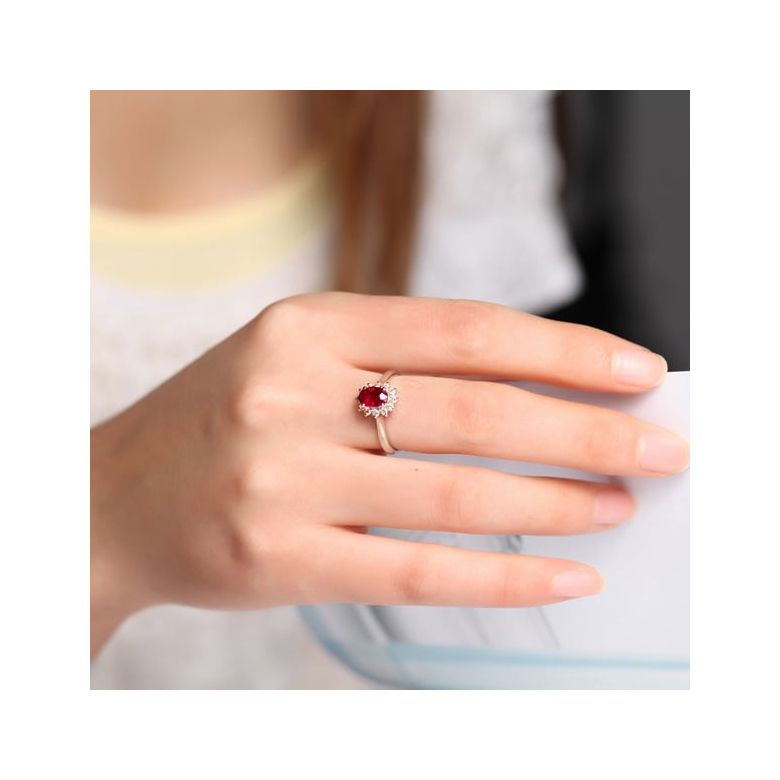 Anello Di Fidanzamento Flora - Oro Rosa, Diamanti & Rubino Birmano - 2