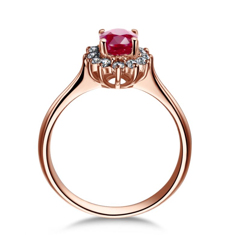 Anello Di Fidanzamento Flora - Oro Rosa, Diamanti & Rubino Birmano - 3