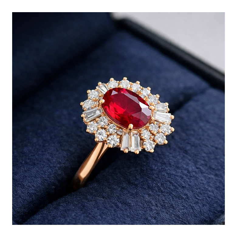 Anello Di Fidanzamento Erebe - Oro Rosa, Diamanti & Rubino Mozambico - 1