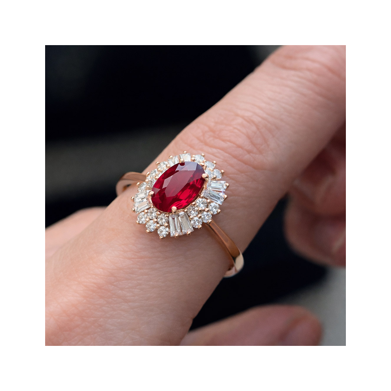 Anello Di Fidanzamento Erebe - Oro Rosa, Diamanti & Rubino Mozambico - 3