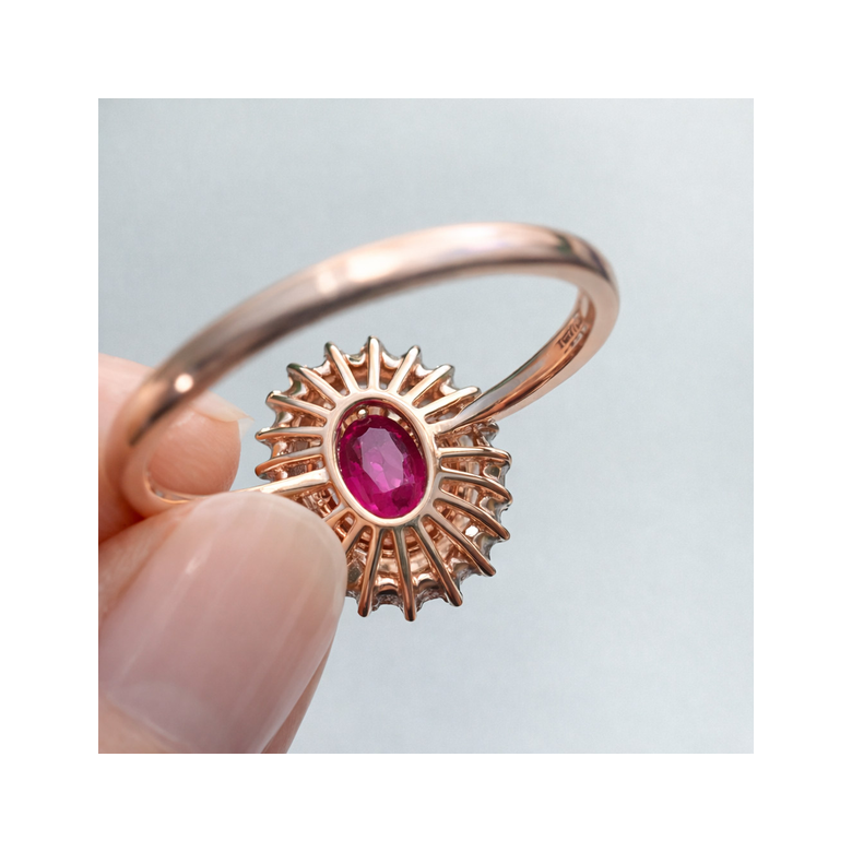Anello Di Fidanzamento Erebe - Oro Rosa, Diamanti & Rubino Mozambico - 4
