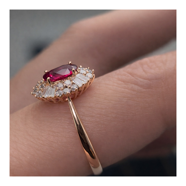 Anello Di Fidanzamento Erebe - Oro Rosa, Diamanti & Rubino Mozambico - 5