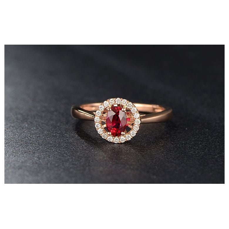 Anello Di Fidanzamento Portami Via - Oro Rosa, Diamanti & Rubino Birmano - 4