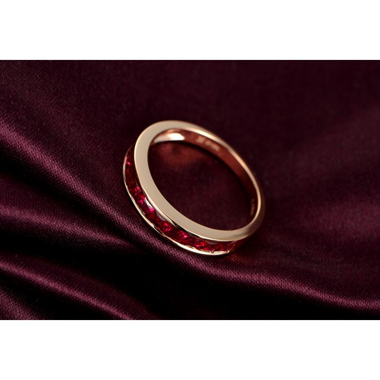 Anello Verona - Oro Rosa e Riviera di Rubini Princess a Binario - 5