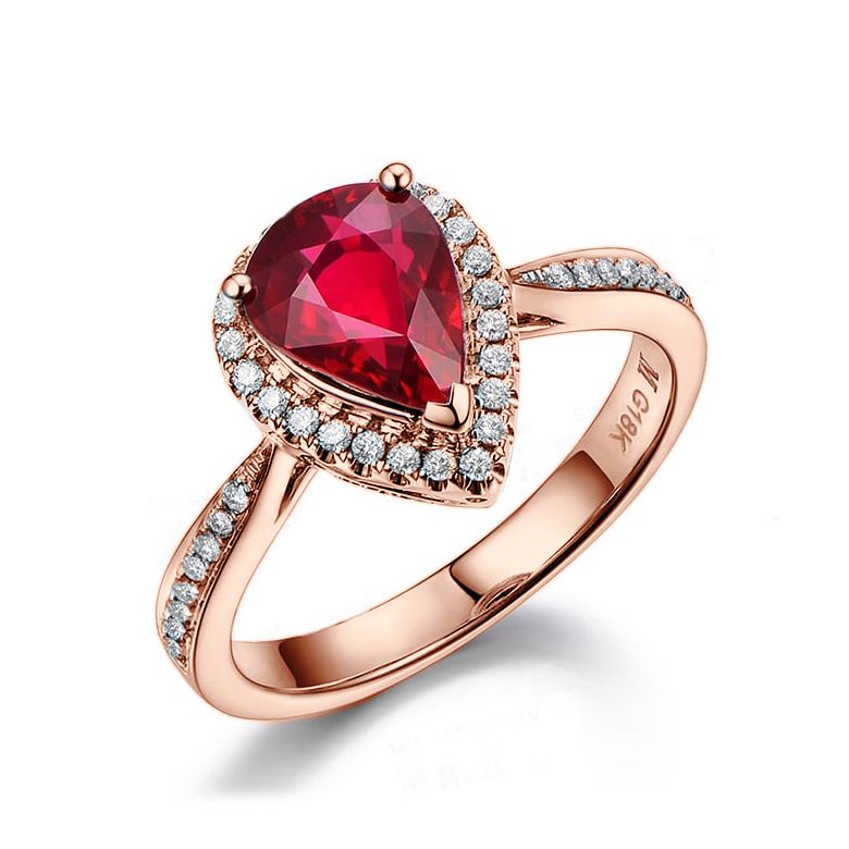 Anello Contessa - Oro Rosa, Rubino Pera & Diamanti - 1