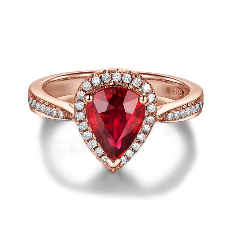 Anello Contessa - Oro Rosa, Rubino Pera & Diamanti - 4