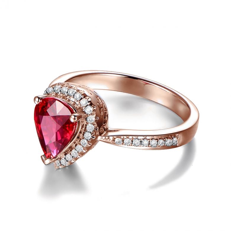Anello Contessa - Oro Rosa, Rubino Pera & Diamanti - 6