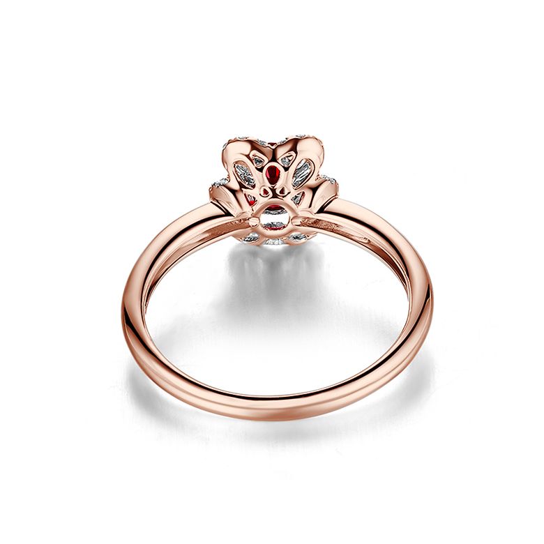 Anello di Fidanzamento Flamenca - Oro Rosa, Rubino & Diamanti - 5