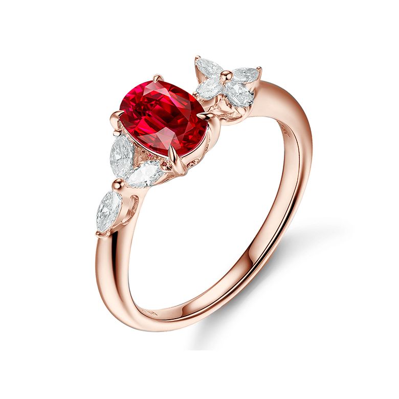 Anello di Fidanzamento La Esmeralda - Oro Rosa, Rubino & Diamanti - 1