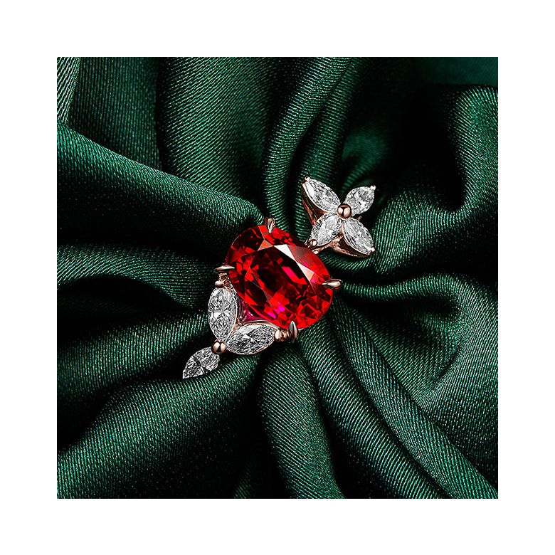 Anello di Fidanzamento La Esmeralda - Oro Rosa, Rubino & Diamanti - 6