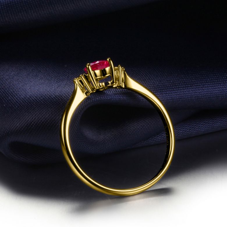 Anello Di Fidanzamento Cuore d'Amore - Oro Giallo, Diamanti & Rubino - 3