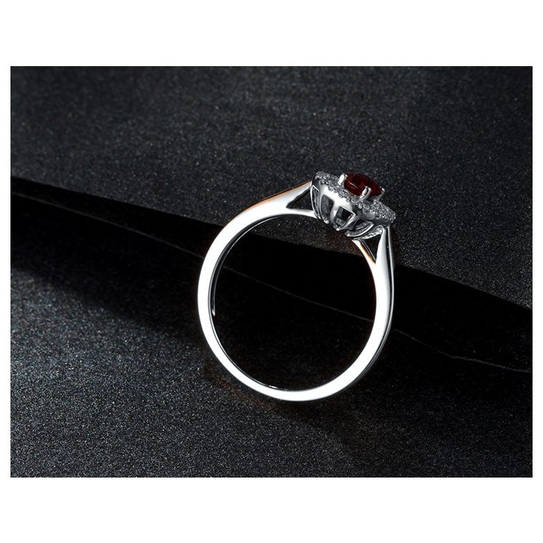 Anello Di Fidanzamento Portami Via - Oro Bianco, Diamanti & Rubino Birmano - 5